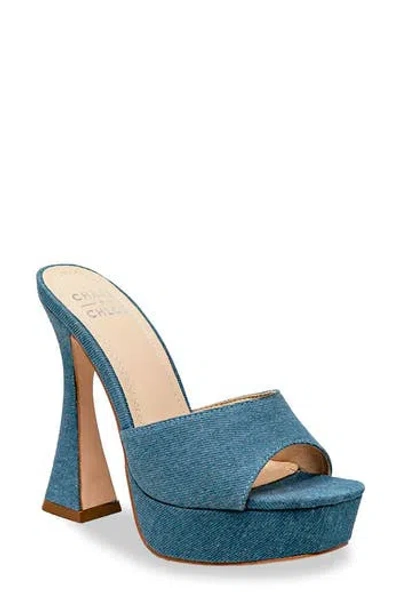 Chase & Chloe Chase And Chloe Platform Sandal In Blue