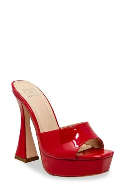 Chase & Chloe Chase And Chloe Platform Sandal In Red