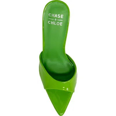 Chase & Chloe Chase And Chloe Platform Slide Sandal In Green Patent