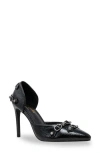 Chase & Chloe Chase And Chloe Pointed Toe D'orsay Pump In Black Metallic