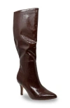 Chase & Chloe Chase And Chloe Pointed Toe Mid-calf Boot In Brown