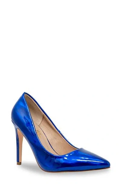 Chase & Chloe Chase And Chloe Pointed Toe Pump In Royal Blue Patent
