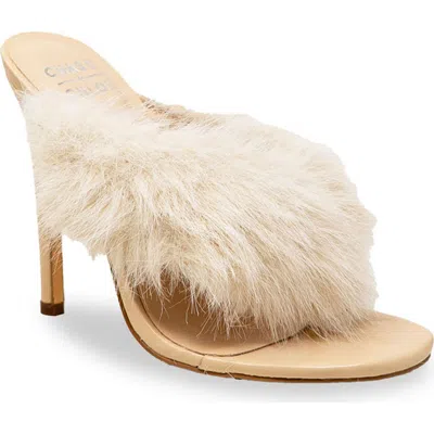 Chase & Chloe Chase And Chloe Post Toe Faux Fur Stiletto Sandal In Multi