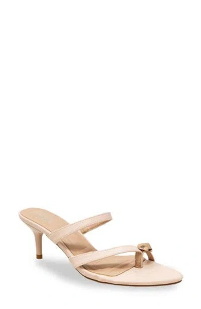 Chase & Chloe Chase And Chloe Post Toe Kitten Heel Mule Sandal In Brown
