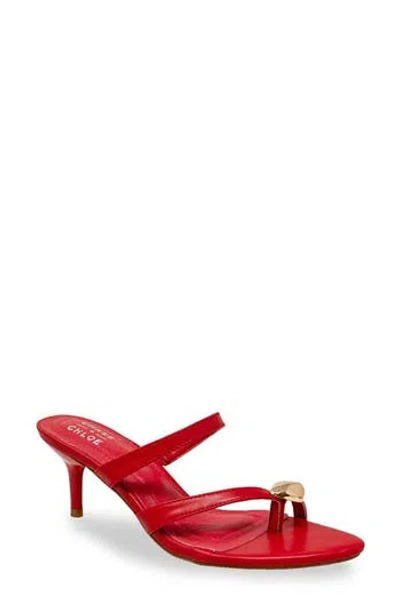 Chase & Chloe Chase And Chloe Post Toe Kitten Heel Mule Sandal In Red