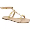Chase & Chloe Chase And Chloe Pyramid Stud Ankle Sandal In Brown