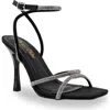 Chase & Chloe Chase And Chloe Rhinestone Ankle Strap Sandal In Black Fabric