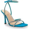 Chase & Chloe Chase And Chloe Rhinestone Ankle Strap Sandal In Blue Fabric