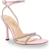 Chase & Chloe Chase And Chloe Rhinestone Ankle Strap Sandal In Pink Fabric