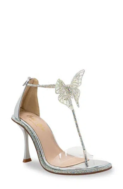 Chase & Chloe Chase And Chloe Rhinestone Butterfly Sandal In Silver Metallic