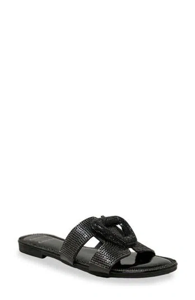 Chase & Chloe Chase And Chloe Rhinestone Embellished Slide Sandal In Black