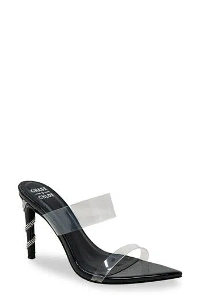 Chase & Chloe Chase And Chloe Rhinestone Stiletto Mule Sandal In Black