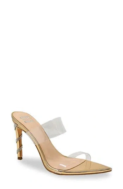 Chase & Chloe Chase And Chloe Rhinestone Stiletto Mule Sandal In Orange