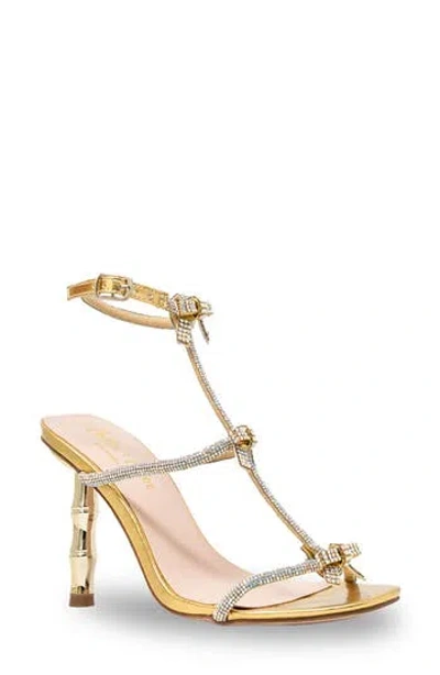 Chase & Chloe Chase And Chloe Rhinestone Strap Sandal In Gold Metallic