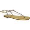 Chase & Chloe Chase And Chloe Rhinestone T-strap Sandal In Gold