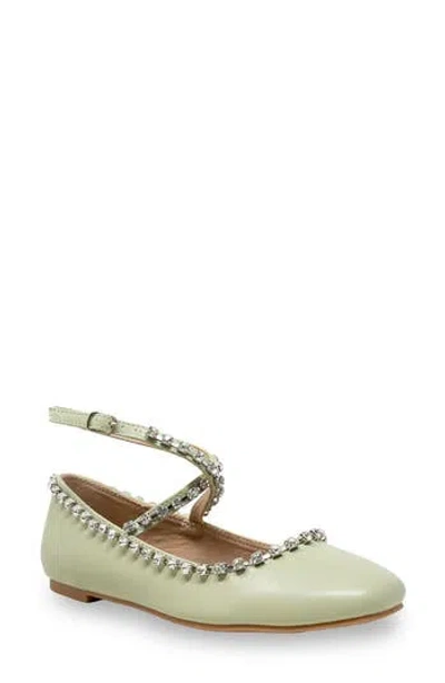 Chase & Chloe Chase And Chloe Rhinestone Trim Ballet Flat In Neutral