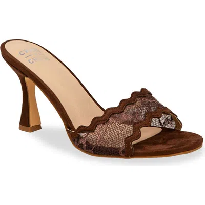 Chase & Chloe Chase And Chloe Scalloped Lace Sandal In Brown