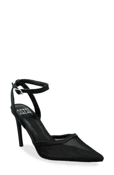 Chase & Chloe Chase And Chloe Sheer Mesh Pointed Toe Pump In Black