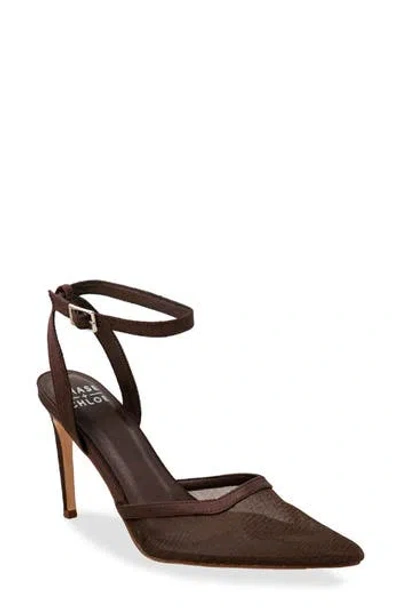 Chase & Chloe Chase And Chloe Sheer Mesh Pointed Toe Pump In Brown