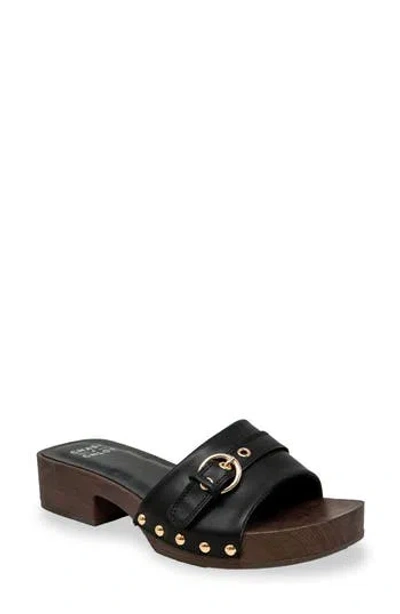 Chase & Chloe Chase And Chloe Slide Sandal In Black Pu