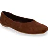 Chase & Chloe Chase And Chloe Square Toe Ballet Flat In Brown