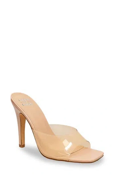 Chase & Chloe Chase And Chloe Square Toe Mule Sandal In Clear Beige