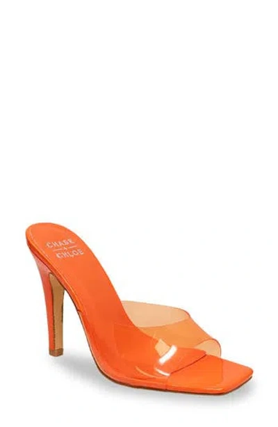 Chase & Chloe Chase And Chloe Square Toe Mule Sandal In Clear Orange