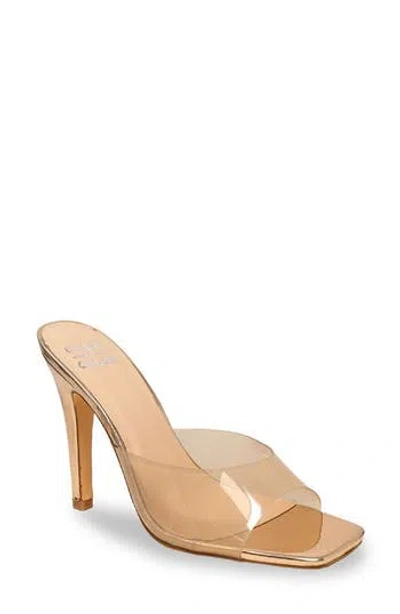 Chase & Chloe Chase And Chloe Square Toe Mule Sandal In Clear Rose Gold