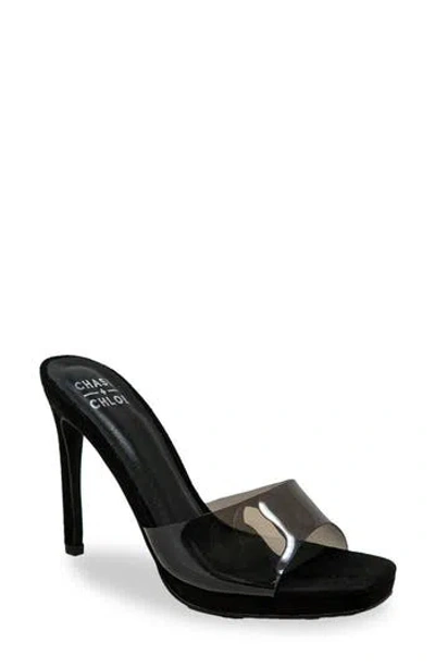Chase & Chloe Chase And Chloe Square Toe Stiletto Sandal In Clear Black