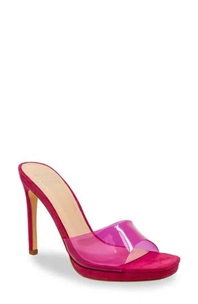 Chase & Chloe Chase And Chloe Square Toe Stiletto Sandal In Clear Fuchsia