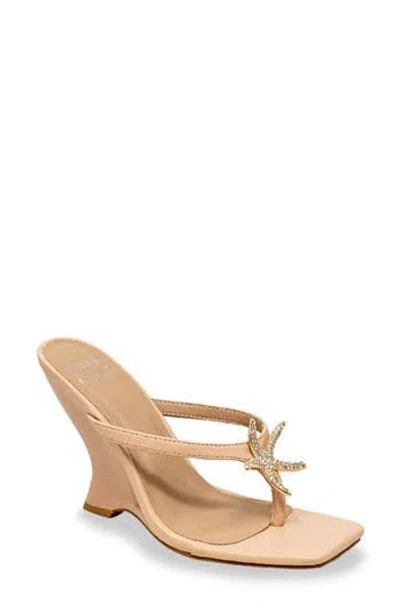 Chase & Chloe Chase And Chloe Starfish Post Toe Wedge Heel Sandal In Animal Print
