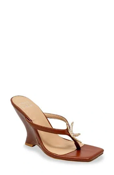 Chase & Chloe Chase And Chloe Starfish Post Toe Wedge Heel Sandal In Animal Print