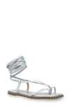 Chase & Chloe Chase And Chloe Studded Ankle Wrap Sandal In Silver