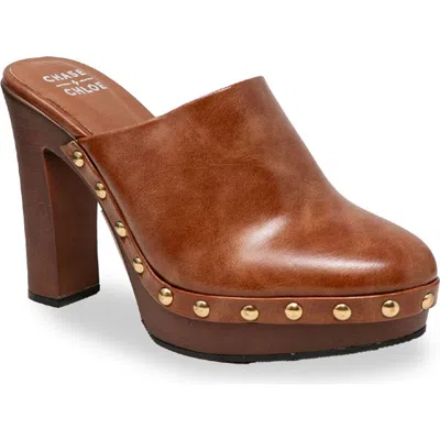 Chase & Chloe Chase And Chloe Studded Platform Mule In Brown