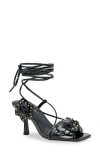Chase & Chloe Chase And Chloe Studded Rosette Ankle Tie Sandal