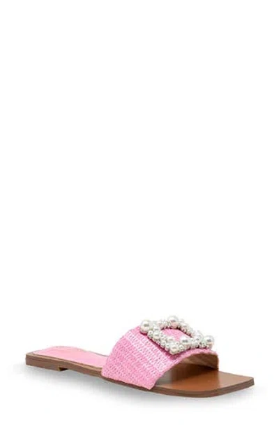 Chase & Chloe Chase And Chloe Taylor Faux Pearl Slide Sandal In Pink