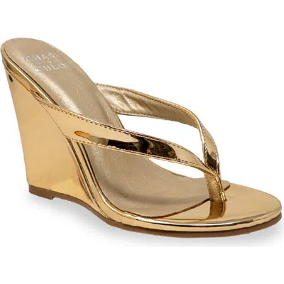 Chase & Chloe Chase And Chloe Toe Post Wedge Sandal In Orange