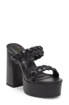Chase & Chloe Traci Platform Sandal In Black Pu