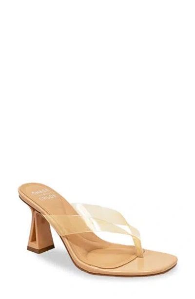 Chase & Chloe Chase And Chloe Translucent Strap Block Heel Sandal In Brown