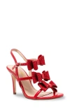 Chase & Chloe Chase And Chloe Triple Bow Rhinestone Sandal In Red Patent