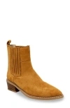 Chase & Chloe Chase And Chloe Western Block Heel Chelsea Boot In Brown