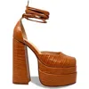 Chase & Chloe Chase And Chloe Wolfe 2 Croc Embossed Platform Pump In Brown