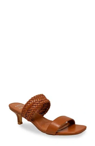 Chase & Chloe Chase And Chloe Woven Double Strap Kitten Heel Sandal In Pink