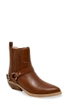 Chase & Chloe Chase And Chloe Yareli Western Buckle Chelsea Boot In Brown