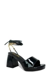 Chase & Chloe Chase And Chloe Zendaya Chain Ankle Wrap Platform Sandal In Black