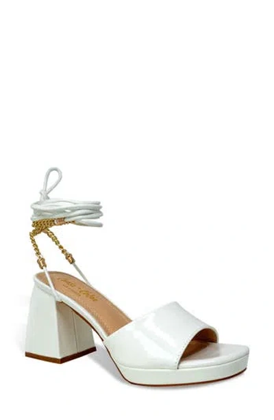Chase & Chloe Chase And Chloe Zendaya Chain Ankle Wrap Platform Sandal In White