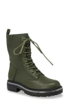 Chase & Chloe Chase And Chloe Zipper Trim Knit Boot In Green