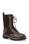Chase & Chloe Chase And Chloe Zipper Trim Knit Boot In Brown