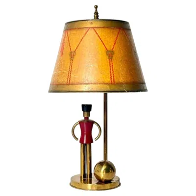 Pre-owned Chase Brass And Copper Company Walter Von Nessen Brass And Bakelite Toy Soldier Sentinal Lamp Chase Usa 1930s In Brown