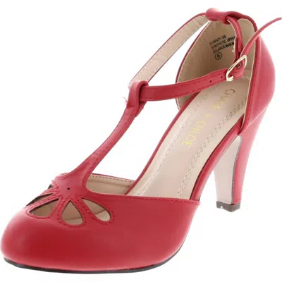 Chase + Chloe Women's Kimmy-36 T-strap Pumps In Red